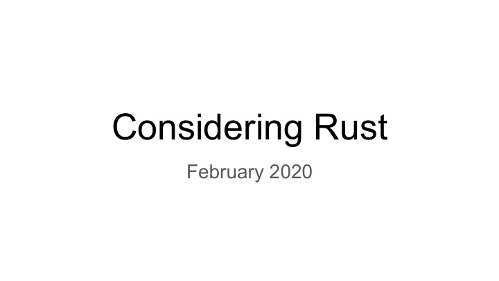 considering rust