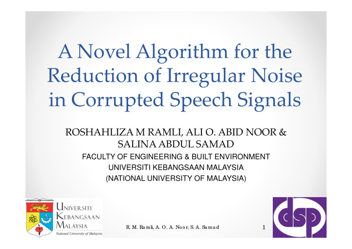a novel algorithm for the reduction of irregular noise in