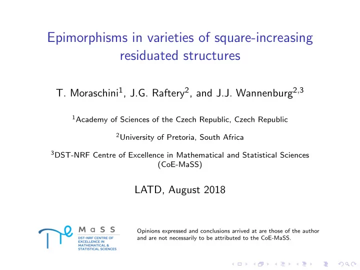 epimorphisms in varieties of square increasing residuated