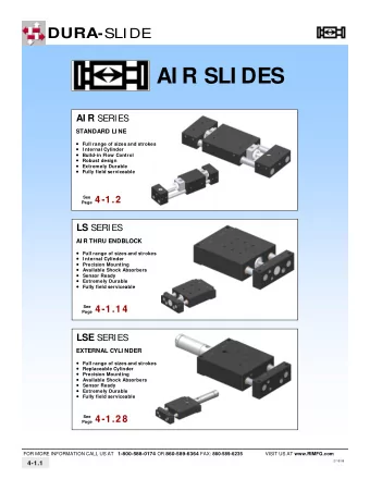 AI R SLI DES AI R SERIES  STANDARD LI NE  Full range of sizes and strokes  I nternal Cylinder