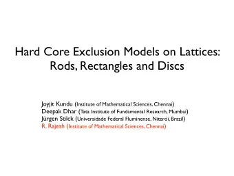 Hard Core Exclusion Models on Lattices:  Rods, Rectangles and Discs Joyjit Kundu ( Institute of