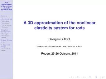A 3D approximation of the nonlinear  * Korns ineg.  * The tot. el. eneg.  elasticity system for