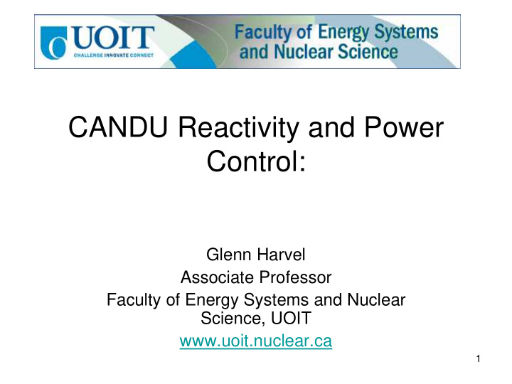 candu reactivity and power control