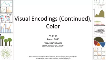 Visual Encodings (Continued),  Color  CS 7250 S PRING 2020  Prof. Cody Dunne N ORTHEASTERN U