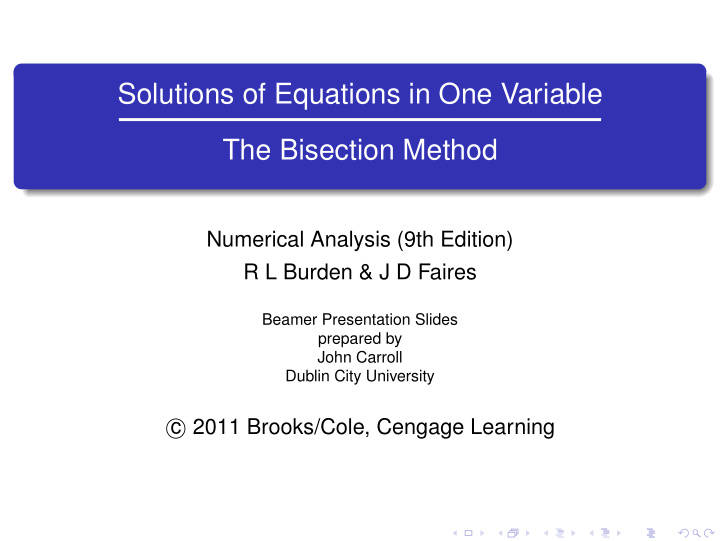 solutions of equations in one variable the bisection
