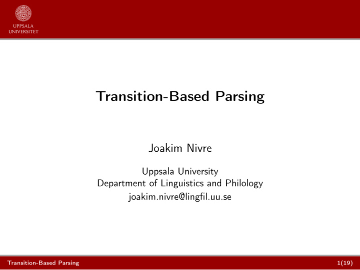 transition based parsing