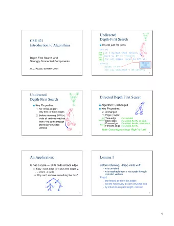 Undirected  Depth-First Search  CSE 421  Introduction to Algorithms  Its not just for trees