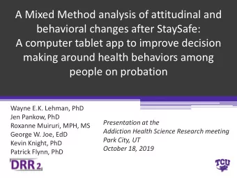 A computer tablet app to improve decision  making around health behaviors among  people on