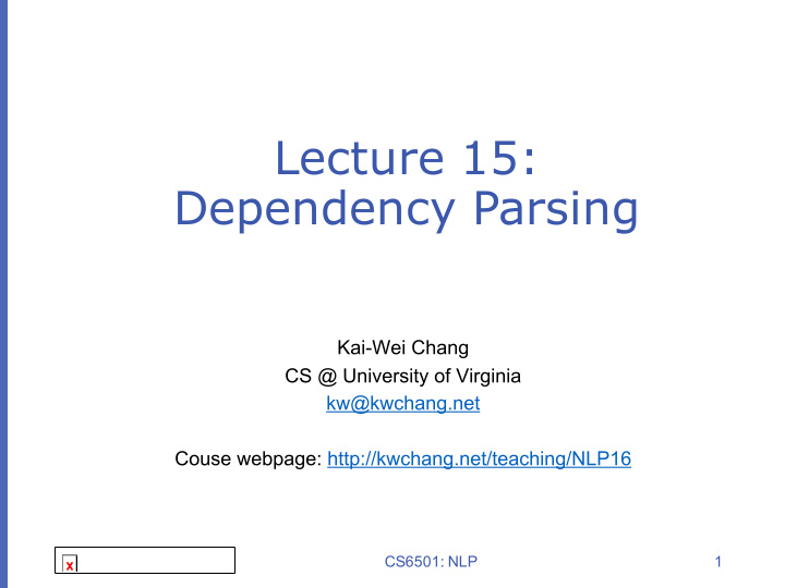 lecture 15 dependency parsing