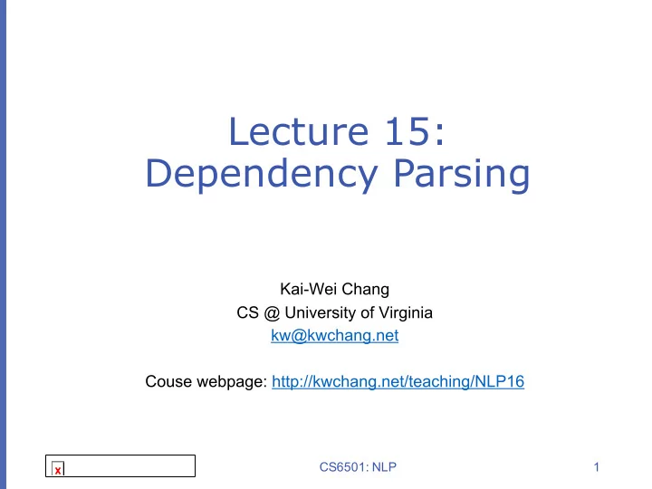 lecture 15 dependency parsing
