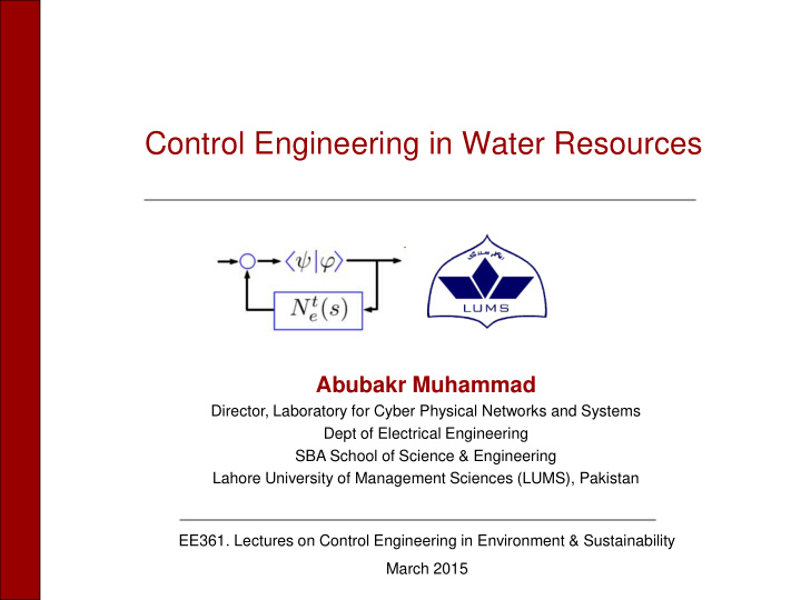 control engineering in water resources
