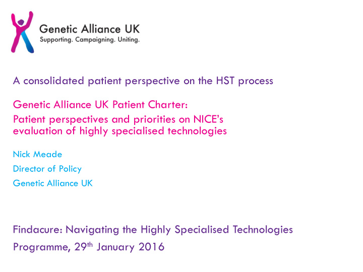 genetic alliance uk patient charter