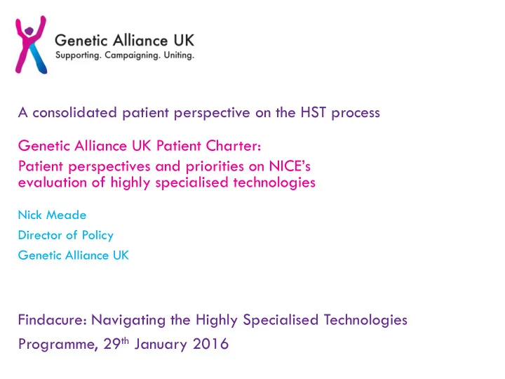 genetic alliance uk patient charter