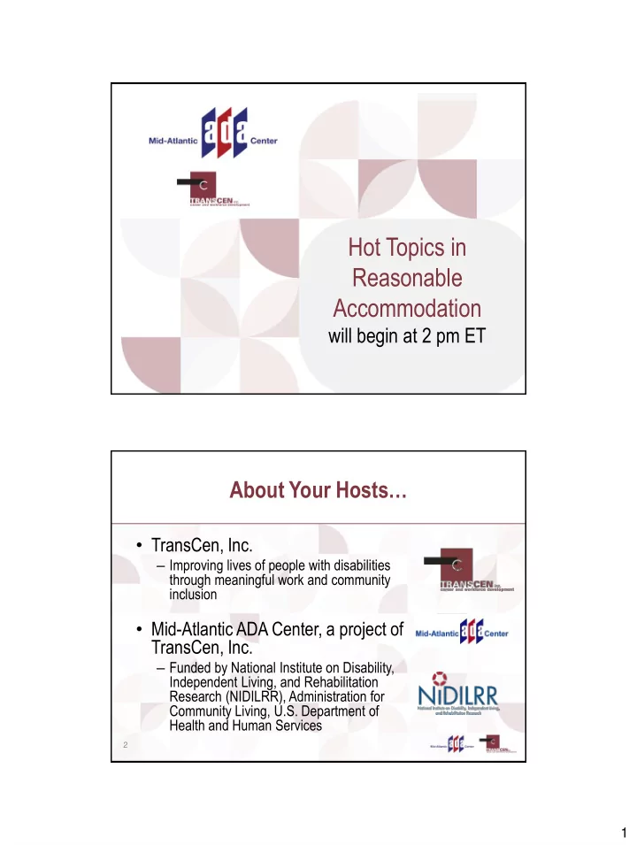 hot topics in reasonable accommodation