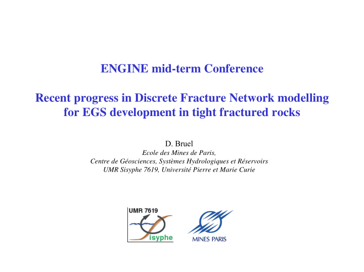 engine mid term conference recent progress in discrete