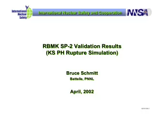 RBMK SP-2 Validation Results  RBMK SP-2 Validation Results  (KS PH Rupture Simulation)  (KS PH