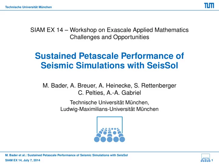 sustained petascale performance of seismic simulations