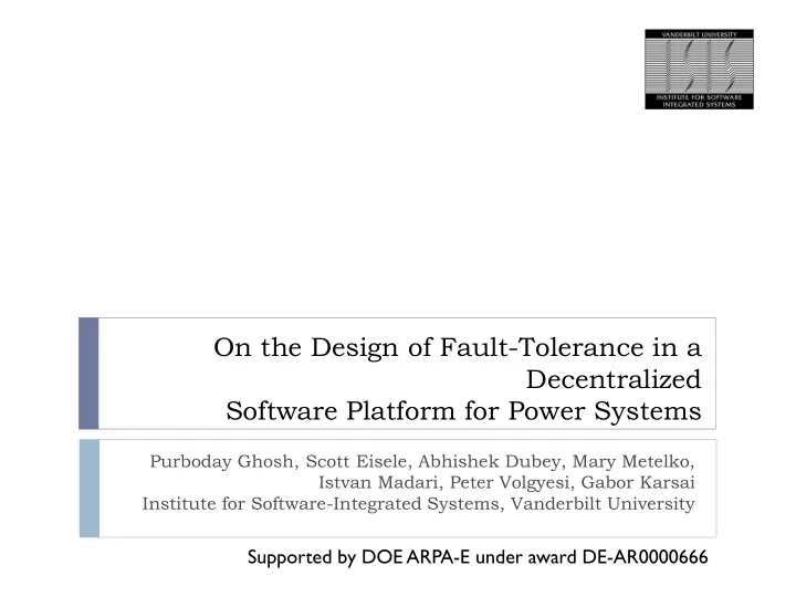 on the design of fault tolerance in a decentralized