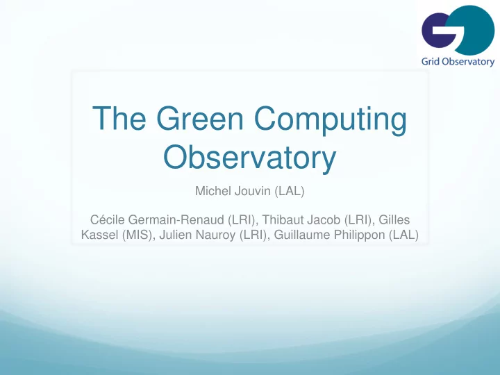 the green computing observatory