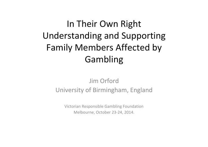 in their own right understanding and supporting family