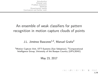 An ensemble of weak classifiers for pattern  recognition in motion capture clouds of points J.L.