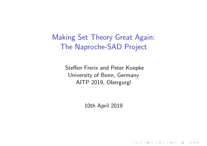 making set theory great again the naproche sad project