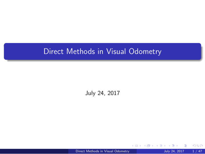 direct methods in visual odometry