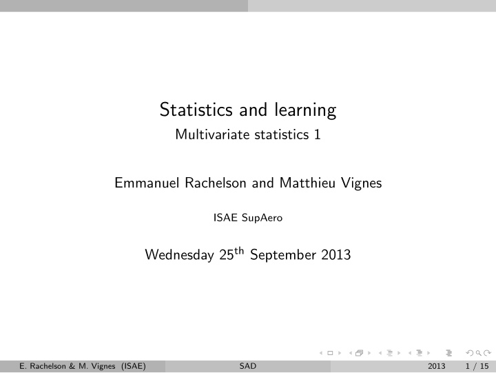 statistics and learning