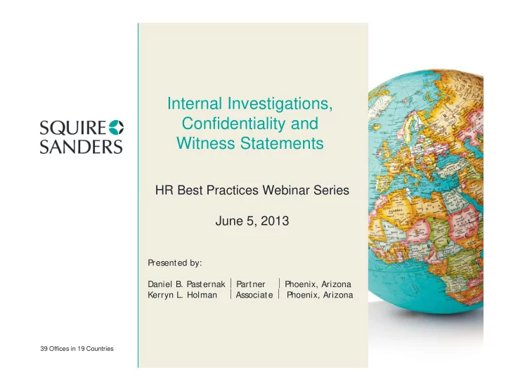 internal investigations confidentiality and witness