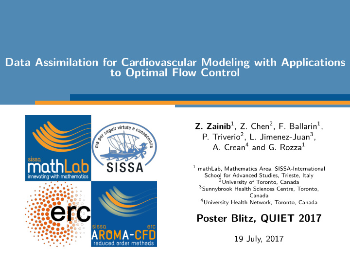 data assimilation for cardiovascular modeling with