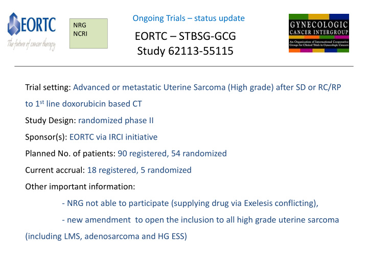 eortc stbsg gcg study 62113 55115