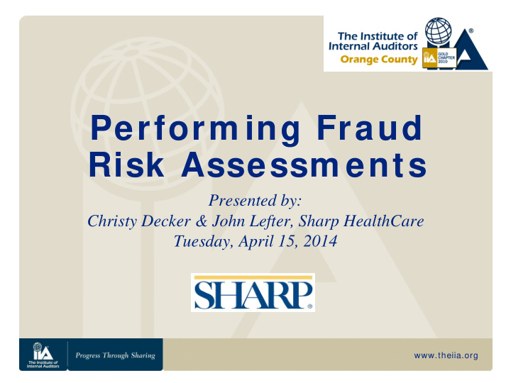 perform ing fraud risk assessm ents