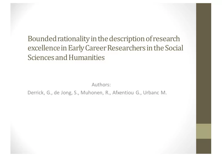 bounded rationality in the description of research