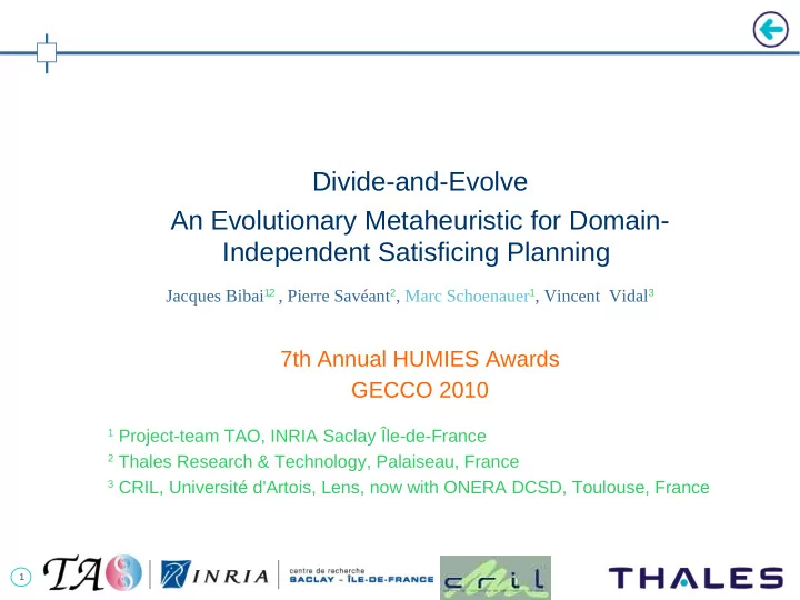 divide and evolve an evolutionary metaheuristic for