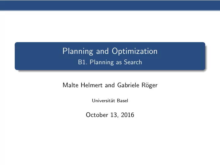 planning and optimization