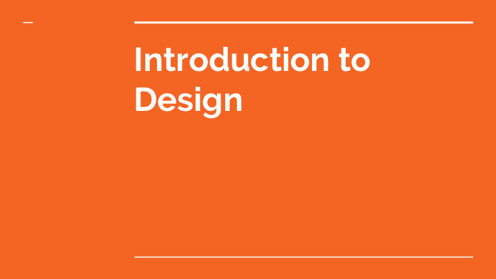 introduction to design