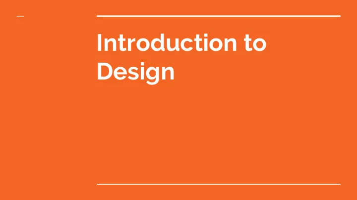 introduction to design