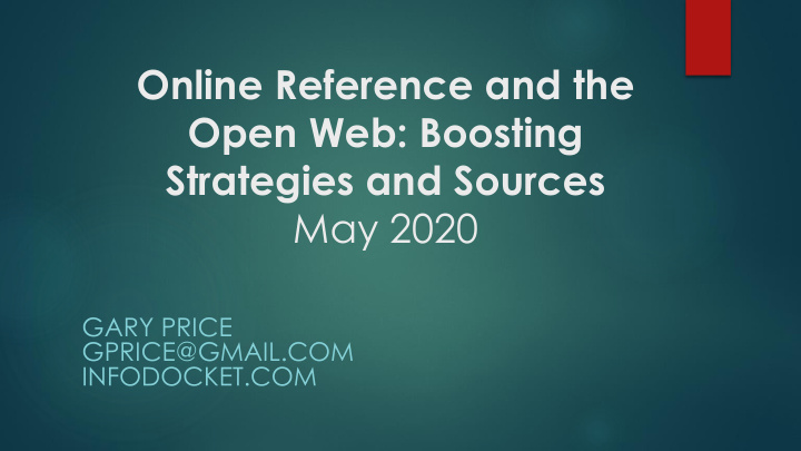 online reference and the open web boosting strategies and