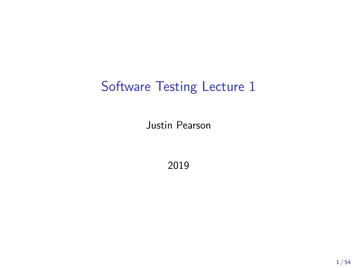 software testing lecture 1