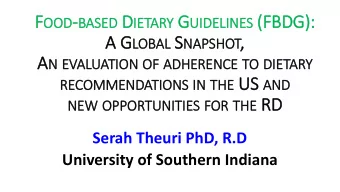 A G LOBAL S NAPSHOT , A N EVALUATIO  ION OF  OF ADHERENCE TO  TO DIE  IETARY IN THE US AND