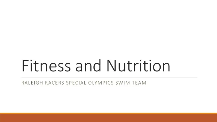 fitness and nutrition
