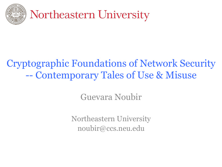 cryptographic foundations of network security