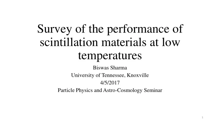 scintillation materials at low