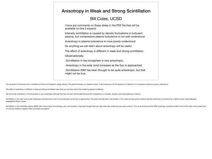 anisotropy in weak and strong scintillation