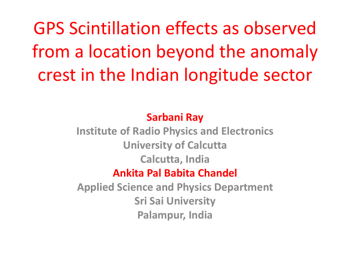 gps scintillation effects as observed from a location