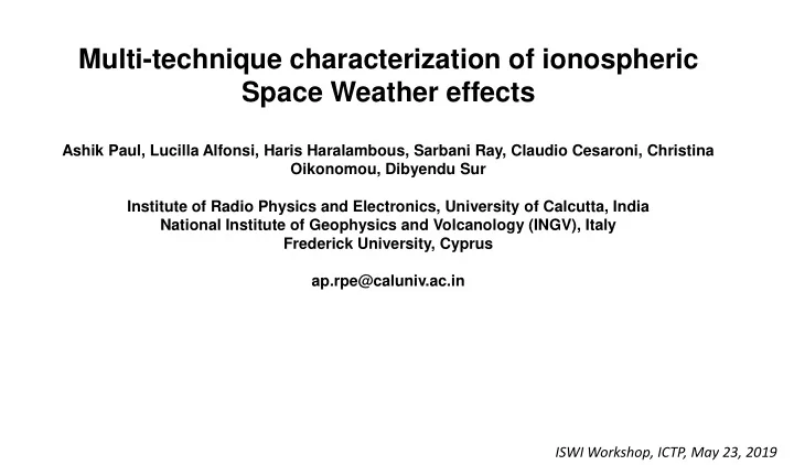 multi technique characterization of ionospheric