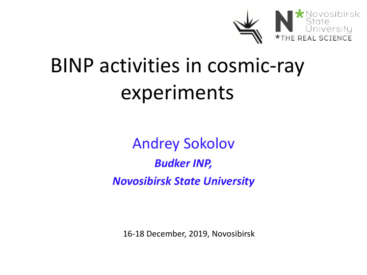 binp activities in cosmic ray experiments