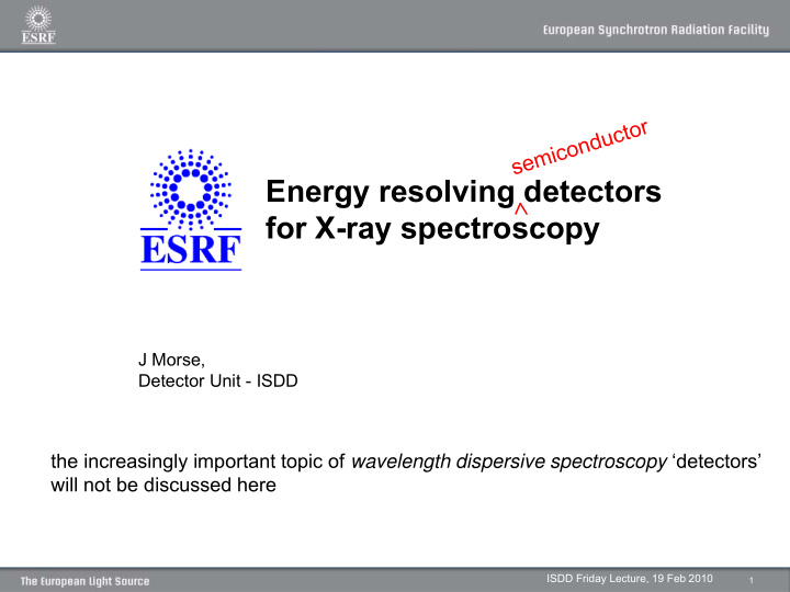 energy resolving detectors for x ray spectroscopy