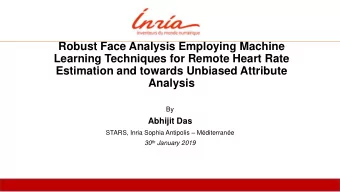 Learning Techniques for Remote Heart Rate  Estimation and towards Unbiased Attribute  Analysis  By