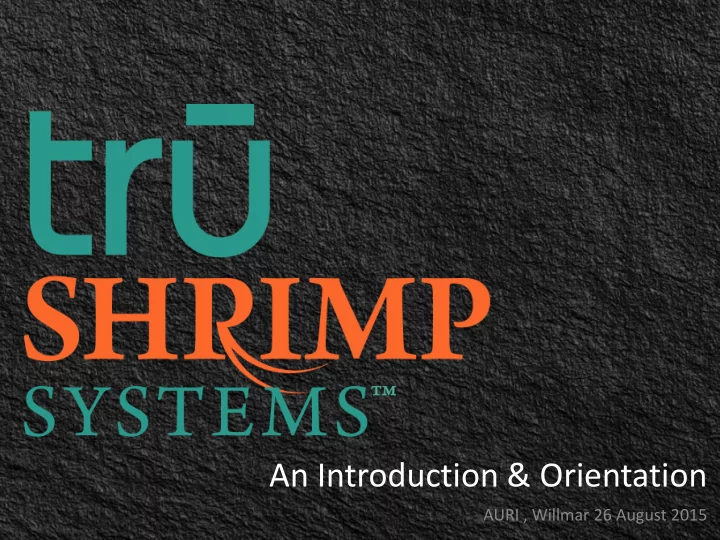 an introduction amp orientation